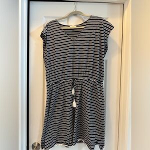 LOFT Navy and White Striped Mini Dress
